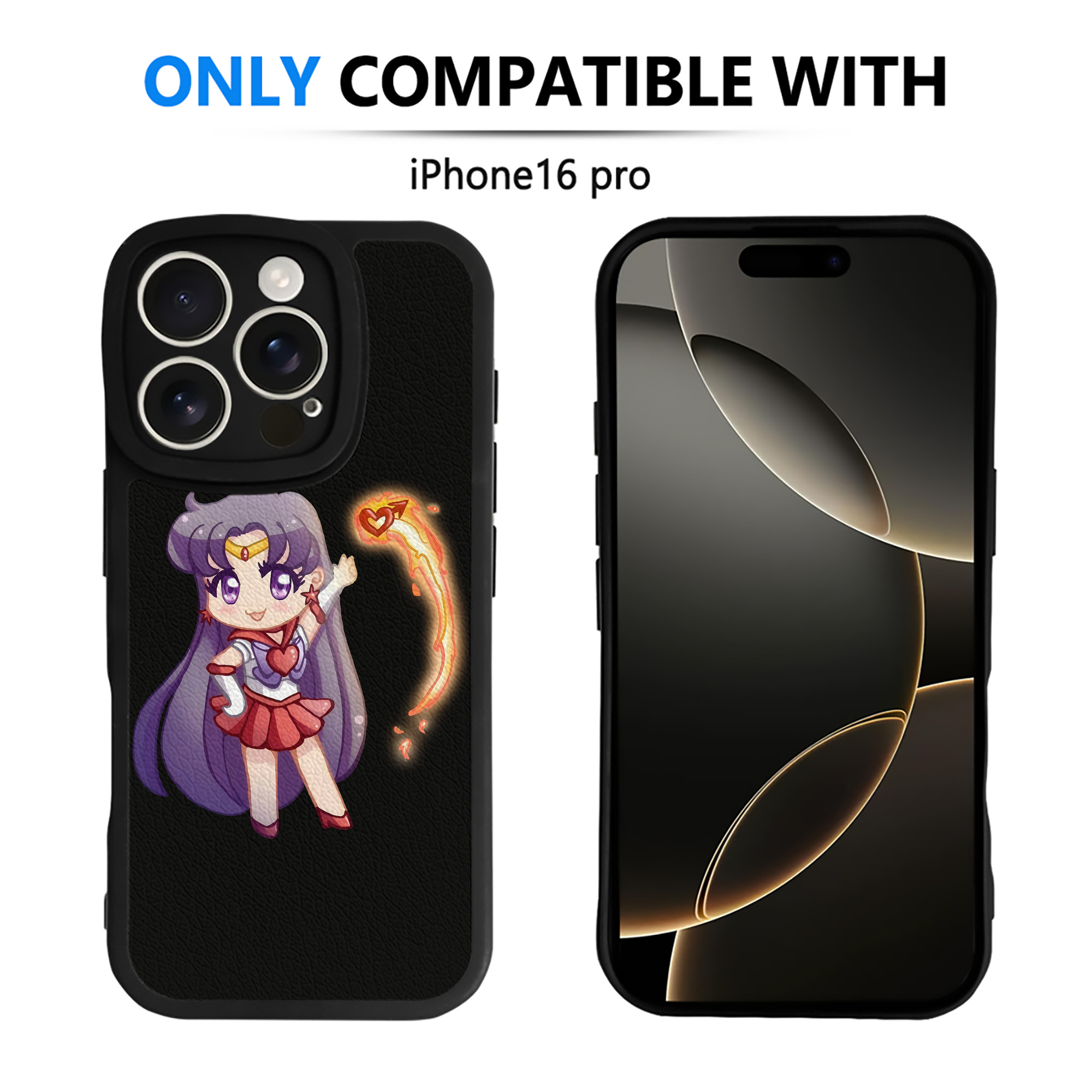 （画像用） 美少女戦士セーラームーン 火野レイ ひの レイ Sailor Moon Hino Rei （セーラーマーズ,Sailor Mars） 【iPhone 16シリーズ対応】シリコンスマホケース（レザー調） 材質：シリコン